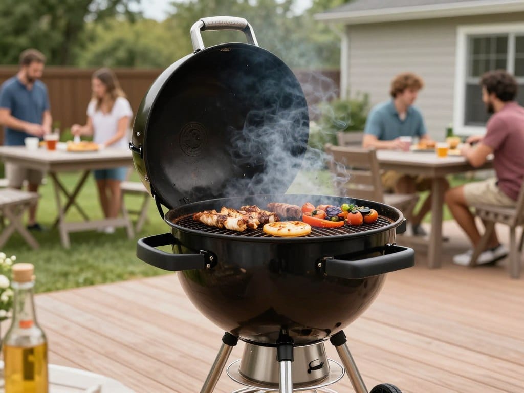 Weber Original Kettle Premium 22 inch charcoal grill outdoor setting Weber Original Kettle Premium 22 inch charcoal grill outdoor setting