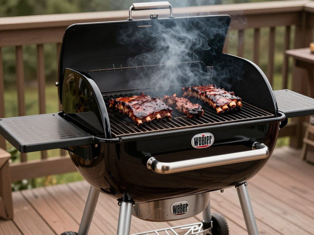 Weber Smokey Mountain vertical charcoal smoker with water pan Weber Smokey Mountain vertical charcoal smoker with water pan