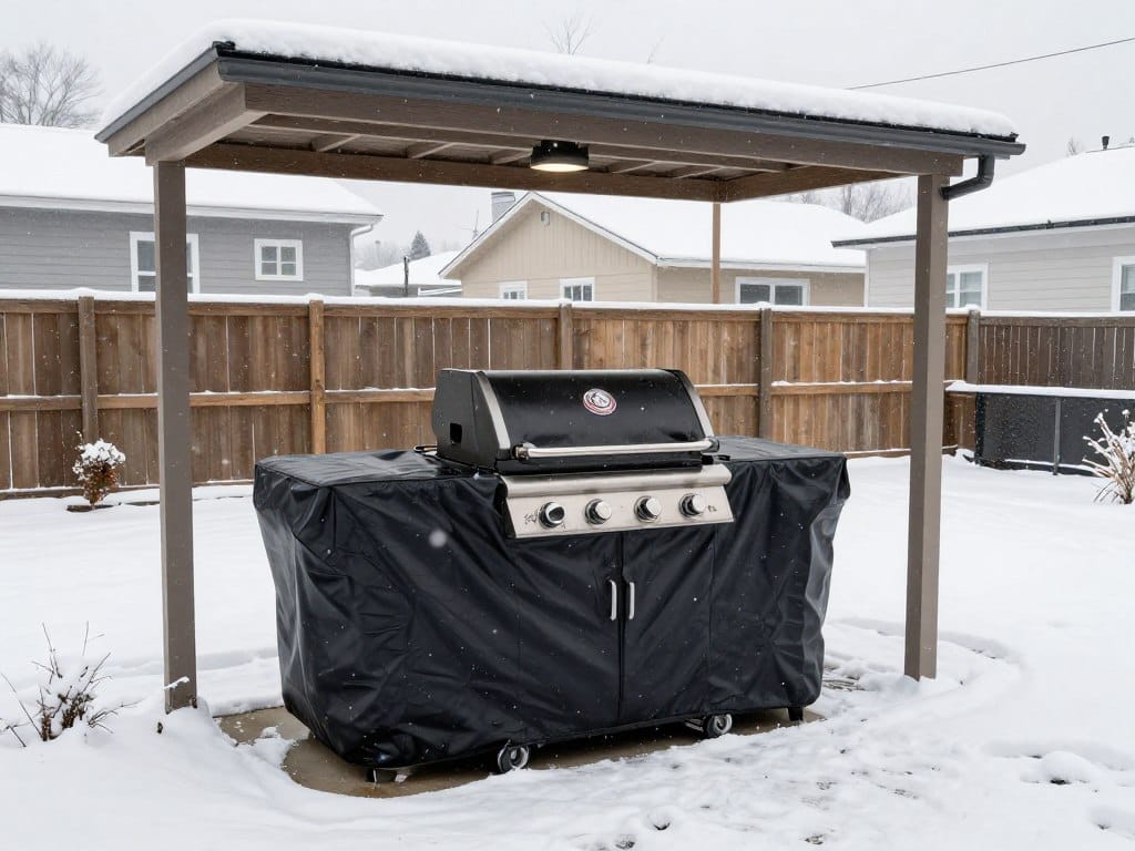 gas grill covered for winter storage