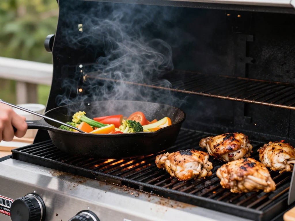 side burner in use on weber spirit ep-435