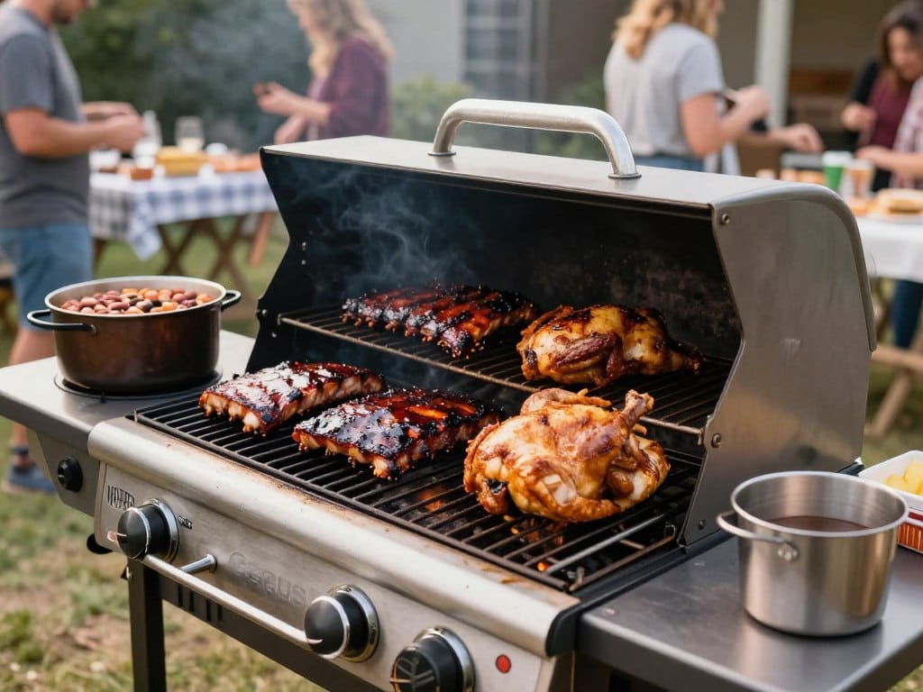 weber genesis e-335 hosting large outdoor gathering