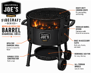 Oklahoma Joe's Firecraft Series Modular Open Fire Barrel Charcoal Grill