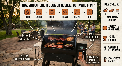 Traeger Woodridge Review: The Ultimate 6-in-1 Pellet Grill for Large Families (Model TFB86MLH)