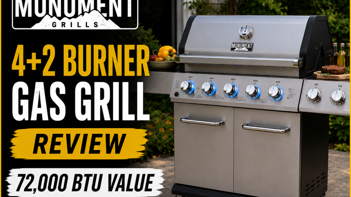 Monument 4+2 Burner Gas Grill Review: 72,000 BTU Value
