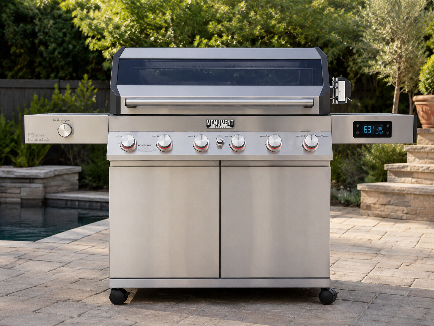Monument Grills 6+1 Burner Smart Propane Gas Grill, Denali 605Pro Stainless Steel Grill 78,000 BTU Outdoor Barbecue Grill
