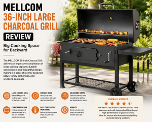MELLCOM 36-Inch Large Charcoal Grill Review: Big Cooking Space for Backyard