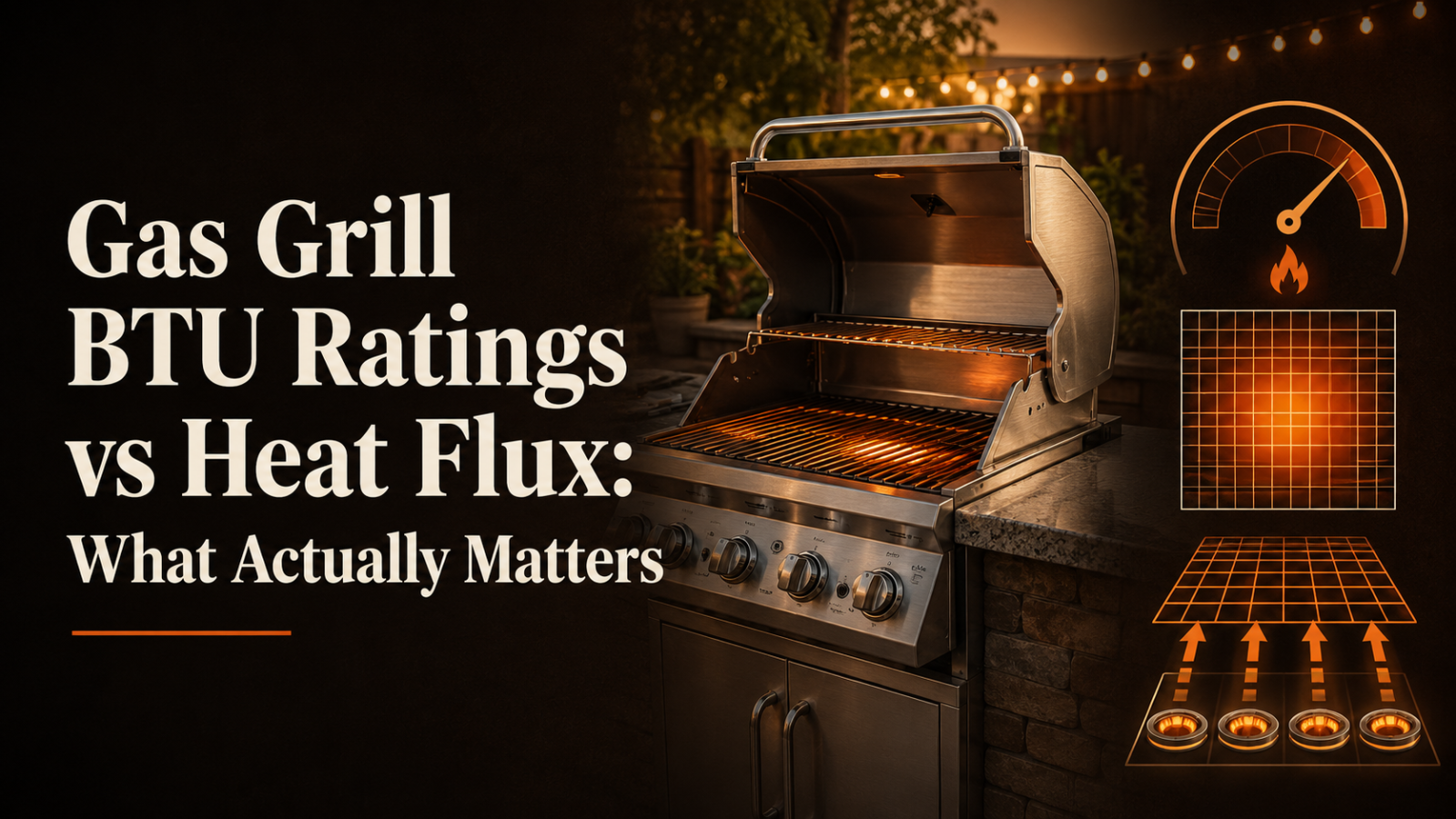 Gas grill BTU ratings compared with heat input across the cooking surface