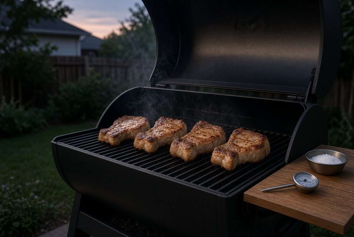 Thick-Cut Pork Chops on a Pellet Grill at 375°F