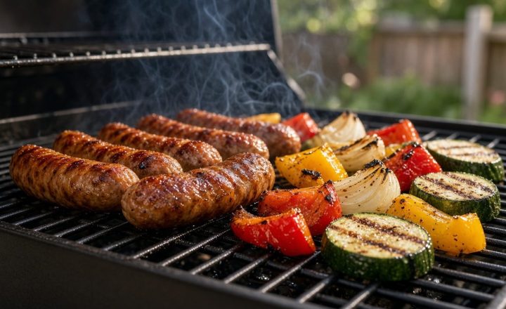 pellet-grill-sausage-and-vegetables-375