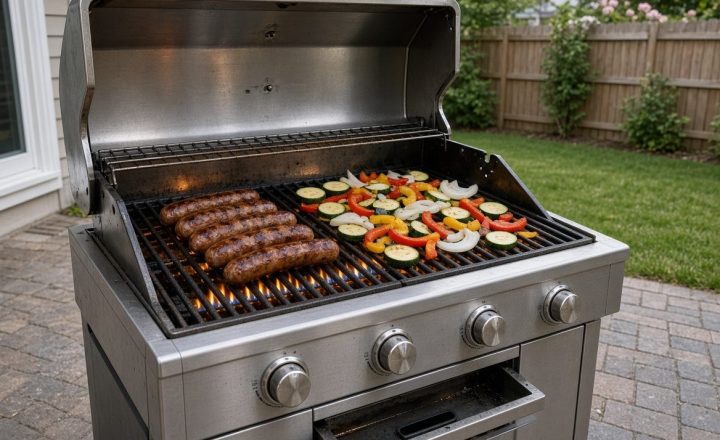Gas Grill Sausage and Vegetables at 375°F