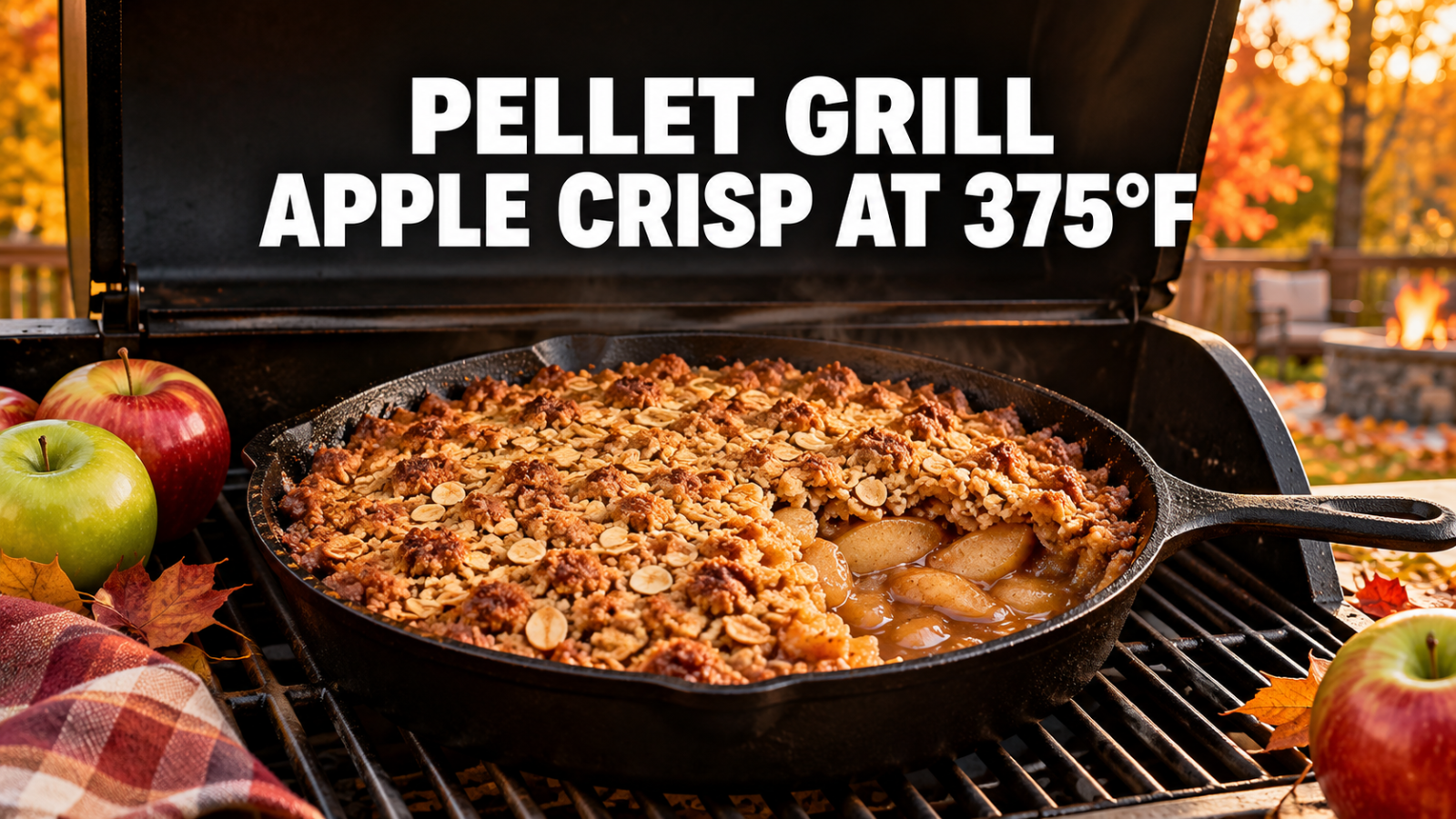 Pellet Grill Apple Crisp at 375°F: Easy Cast-Iron Recipe