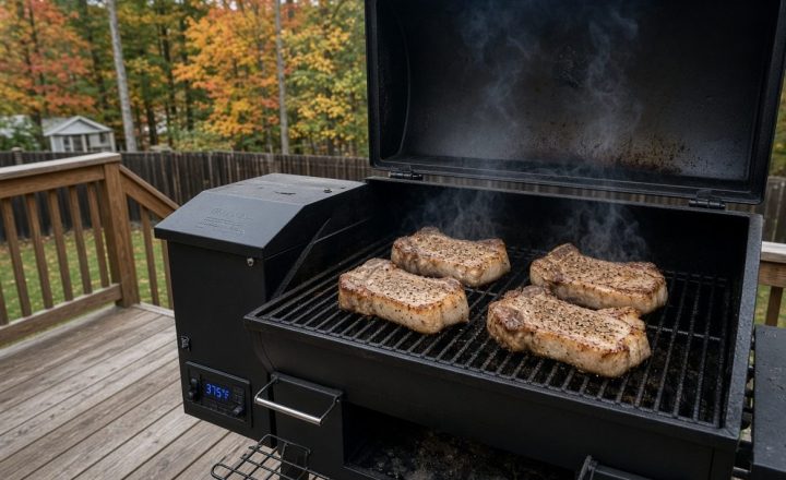 Thick Pork Chops on a Pellet Grill at 375°F