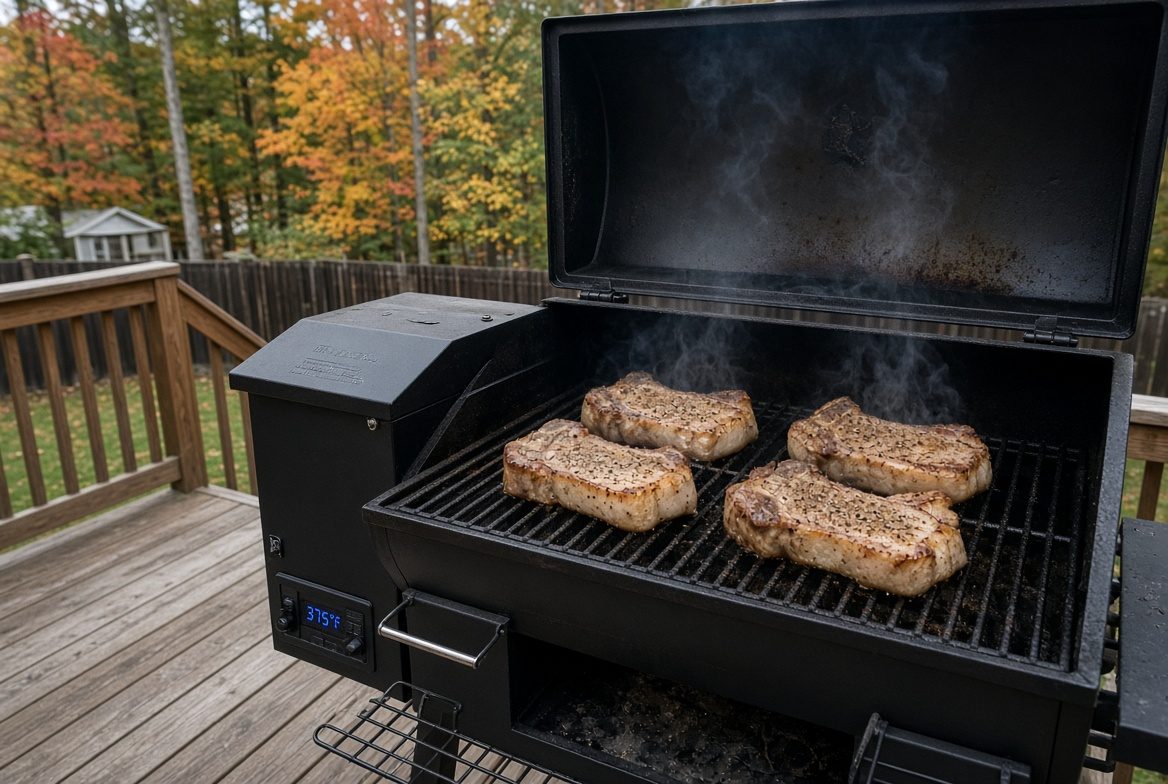 Thick Pork Chops on a Pellet Grill at 375°F
