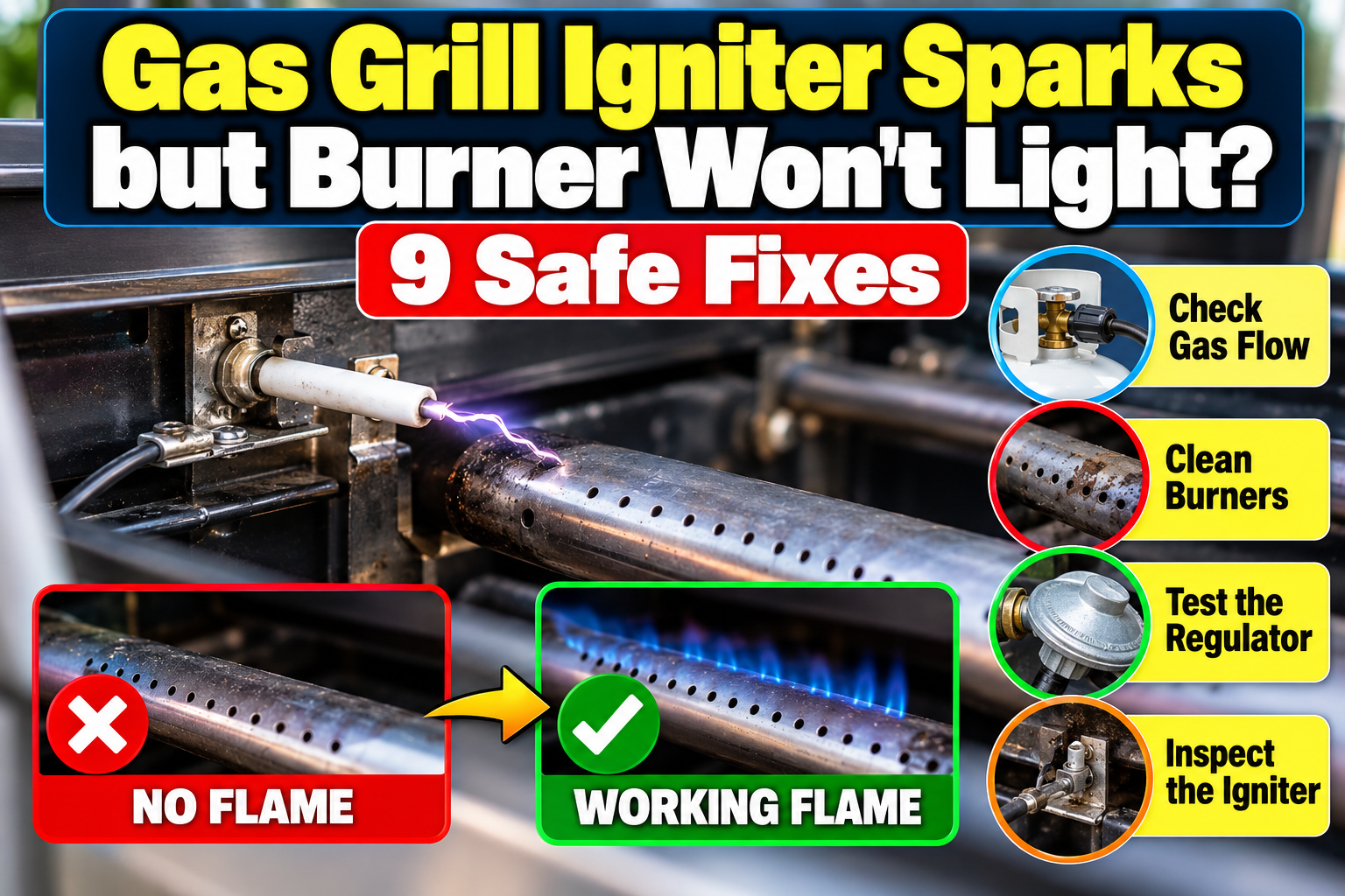 Gas Grill Igniter Sparks but Burner Won’t Light: 9 Safe Fixes