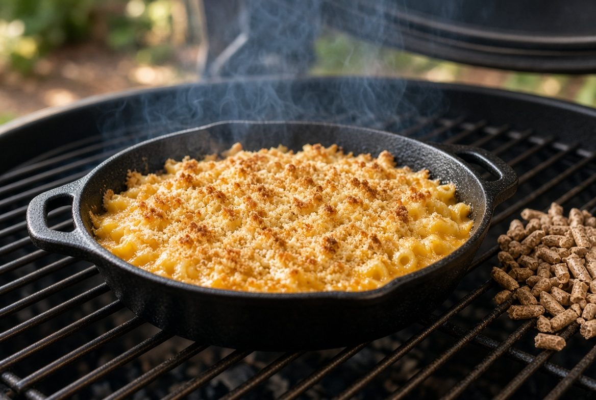 Pellet Grill Smoked Mac and Cheese at 325°F